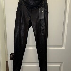 NWT Black Faux Leather Leggings Kinesis Size Small